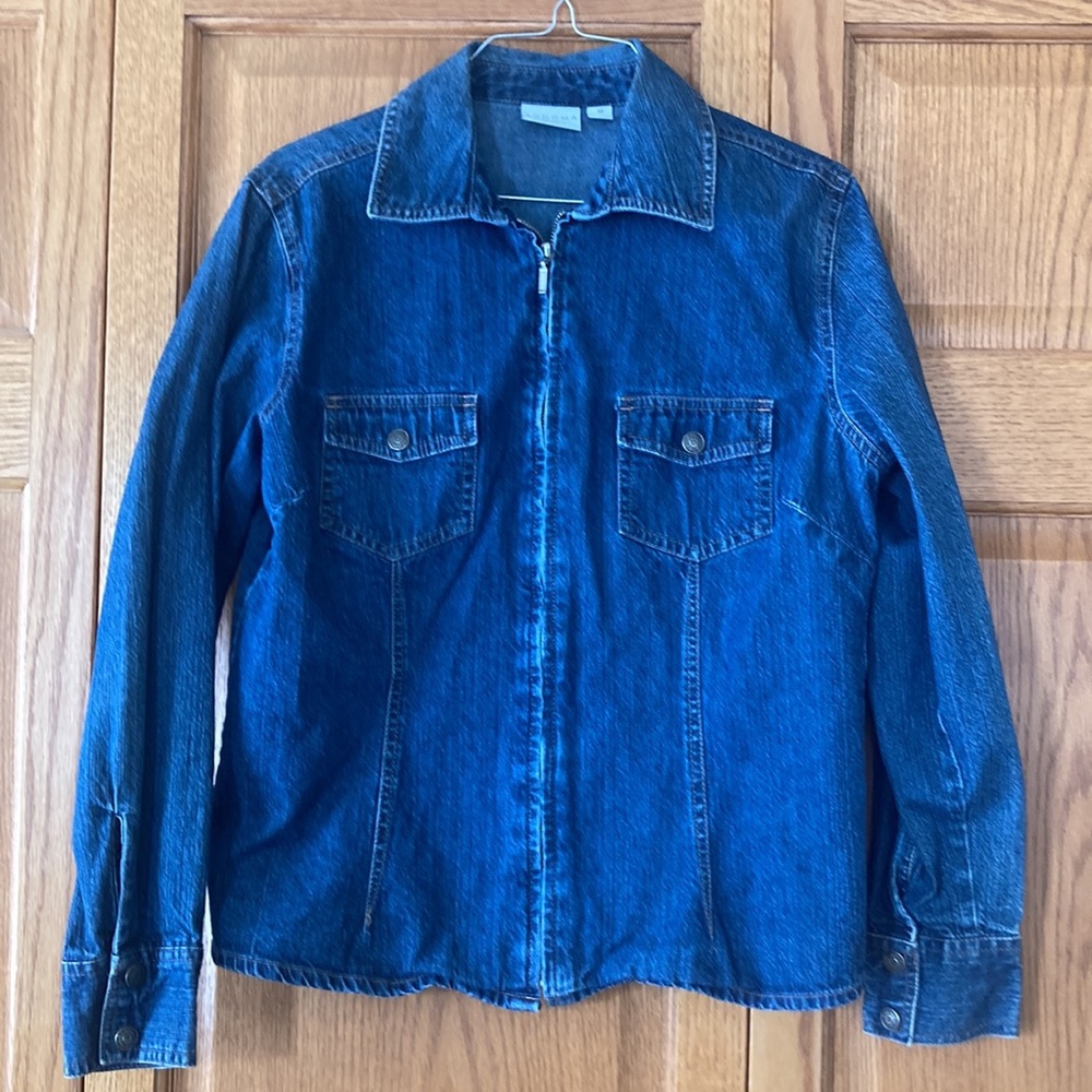 Zip front denim shirt